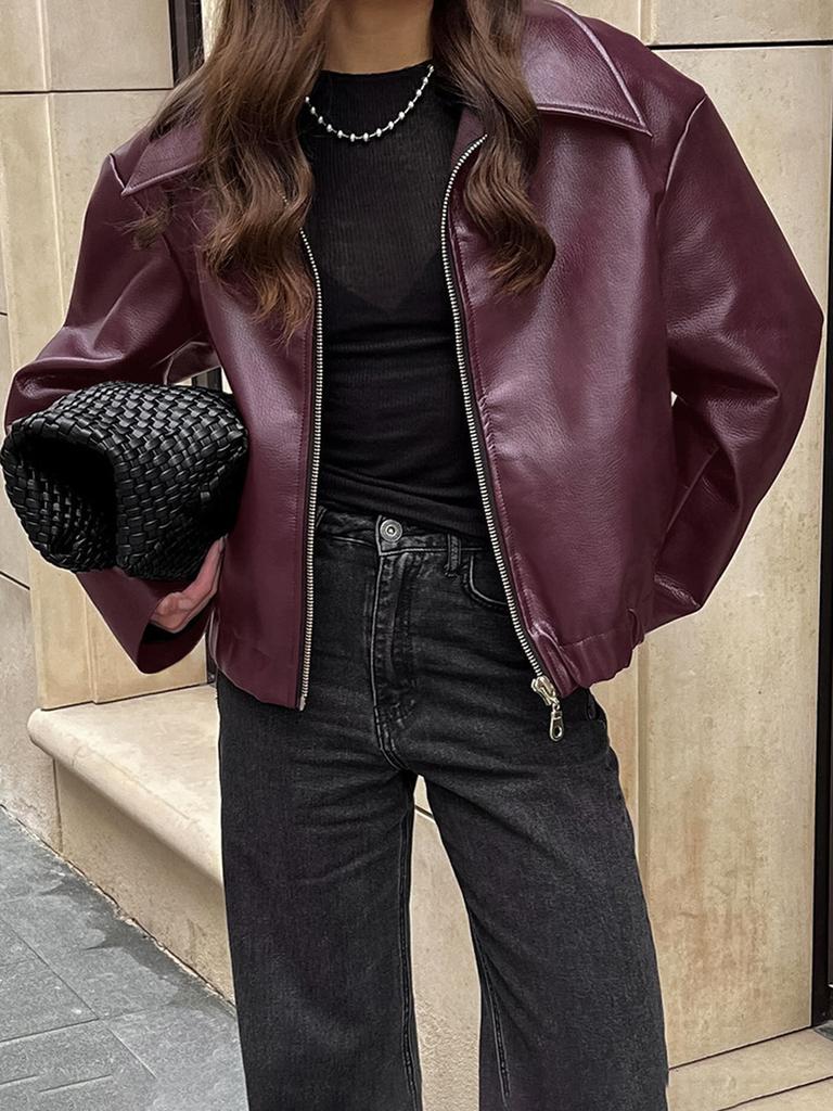 Locomotive leather jacket European and American autumn and winter new loose coat fashion leather jacket new women's coat