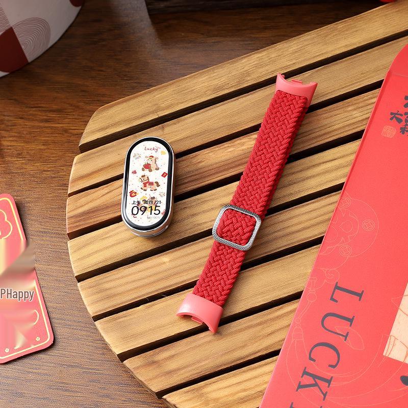 Nyårsröd 2026: Kompatibelt Magnetiskt Silikonläder Metallarmband för Xiaomi Smart Band 10/9/8.