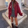 2024 Autumn Women's Retro American Lapel Leather Jacket - Loose, Long-Sleeved Fashion Coat