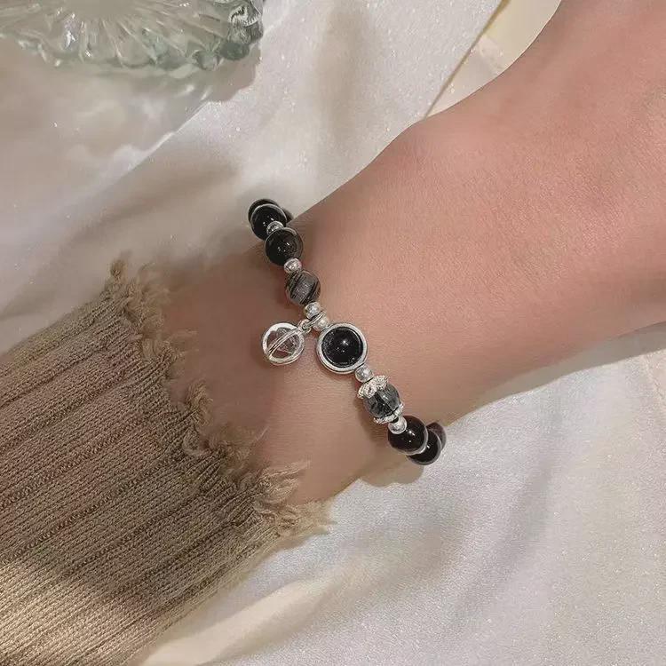 Fehér Holdfény Obszidián kristály karkötő lányoknak - Divatos ajándék barátnőknek