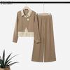 Women Long Sleeve Stripe Splice Blouse and Pants Casual Two Piece Suit Sets