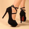 Super high heels stiletto large size cross-dressing fun suede straps European and American high heels