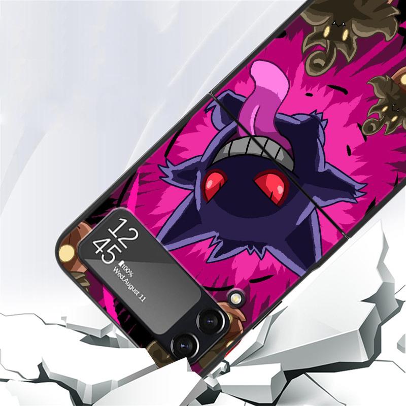 Luxusní pouzdro pro Samsung Galaxy Z Flip 4 3 5G Černé PC Tvrdé Pouzdra na Telefon Módní Zadní Kryt ZFlip Funda Pokemon Gengar Cool Skořepina