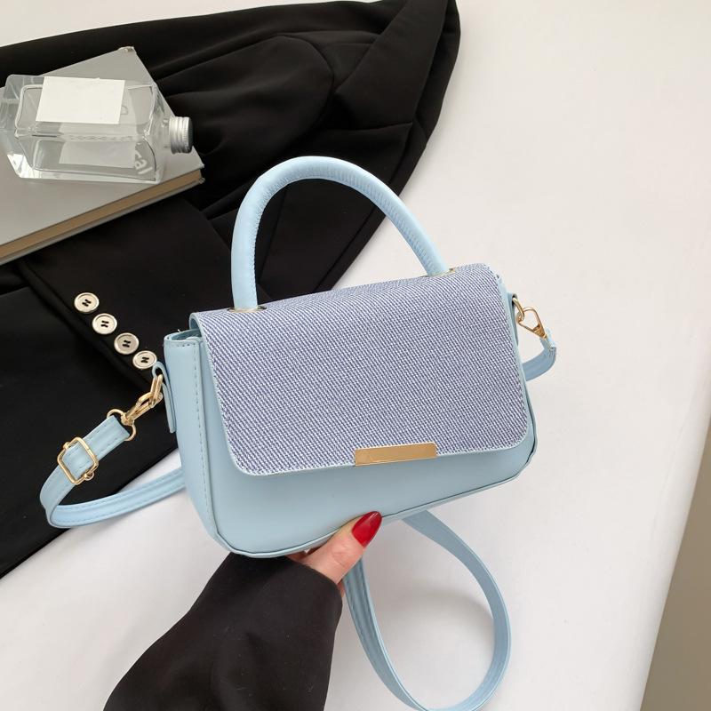 Pack Enjoy Time Popular Texture Splicing 2025 New Trendy Casual Fashion Simple Solid Color Foreign Style One Shoulder Crossbody Bag