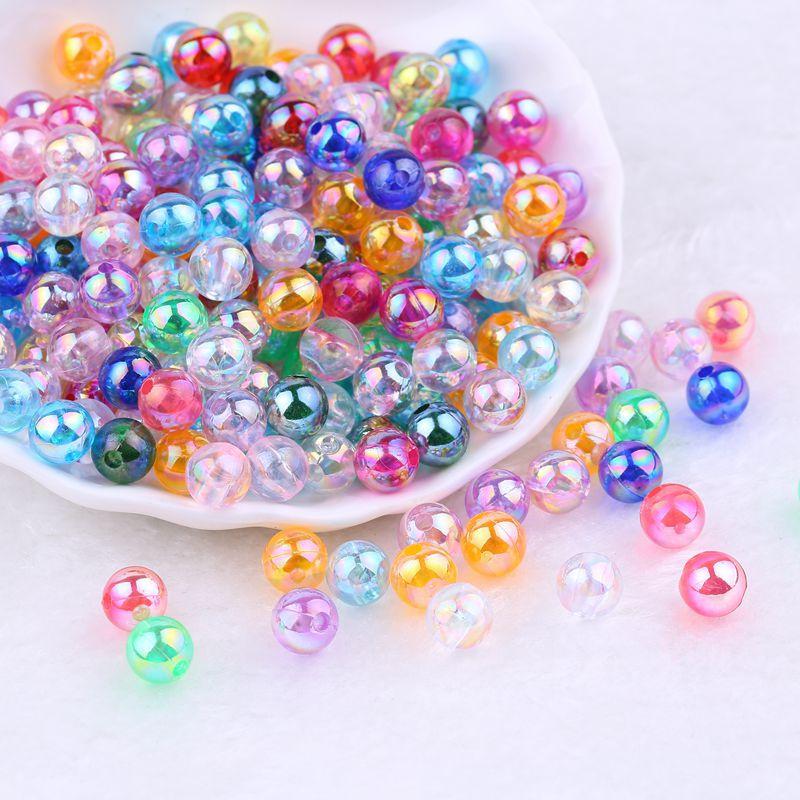 100 pièces accessoire de bijoux 6MM-10MM Bracelet département entretoise perles perles acryliques forme ronde mode fabrication de bijoux à bricoler soi-même