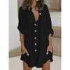 Cotton & Linen Row Button Plus Size Women's Mid-Length Short-Sleeve Loose Shirt