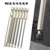 6pcs Ball End Head Hex Screwdriver Bit Metric 100mm Long Magnetic Driver H2.5-H8
