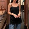 ZANZEA Women Elegant Lace Splice Vest Tops Summer Loose Casual Sleeveless Camisoles