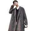 Men's Trendy Double-Breasted Plaid Wool Coat - Autumn/Winter Korean Style, Large Size Hong Kong Fashion