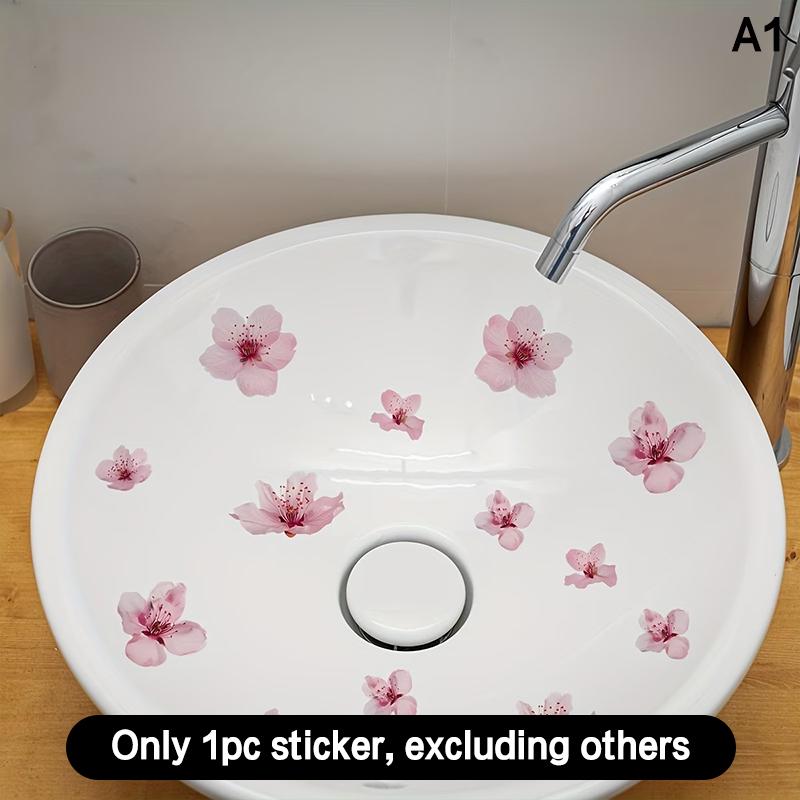 Floral Bathroom Sink Stickers Removable Self-Adhesive Waterproof Bathroom Toilet Decorative Sticker Bathtub Sticker Home Decor