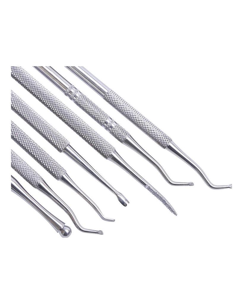Correcteur de doigt d'orteil à rainure argentée, poussoir à cuticules, dissolvant en acier inoxydable, outils de manucure pour ongles