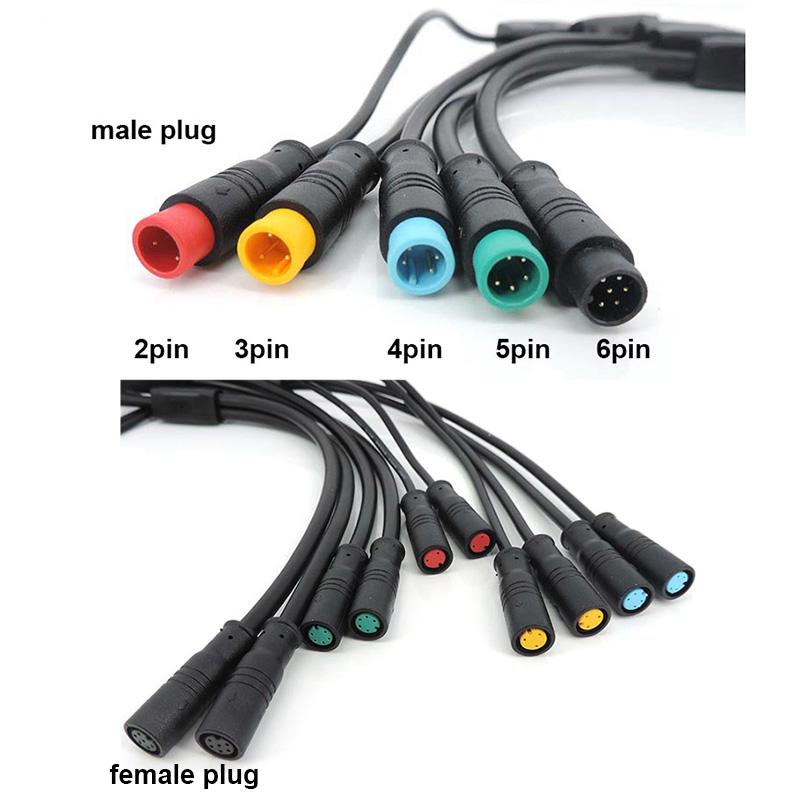 M8 Julet Waterproof 1 Male To 2 Female 2/3/4/5/6 Pin Ebike DC Splitter Sensor Connector Cable Electric Bicycle Butt Joint Plug