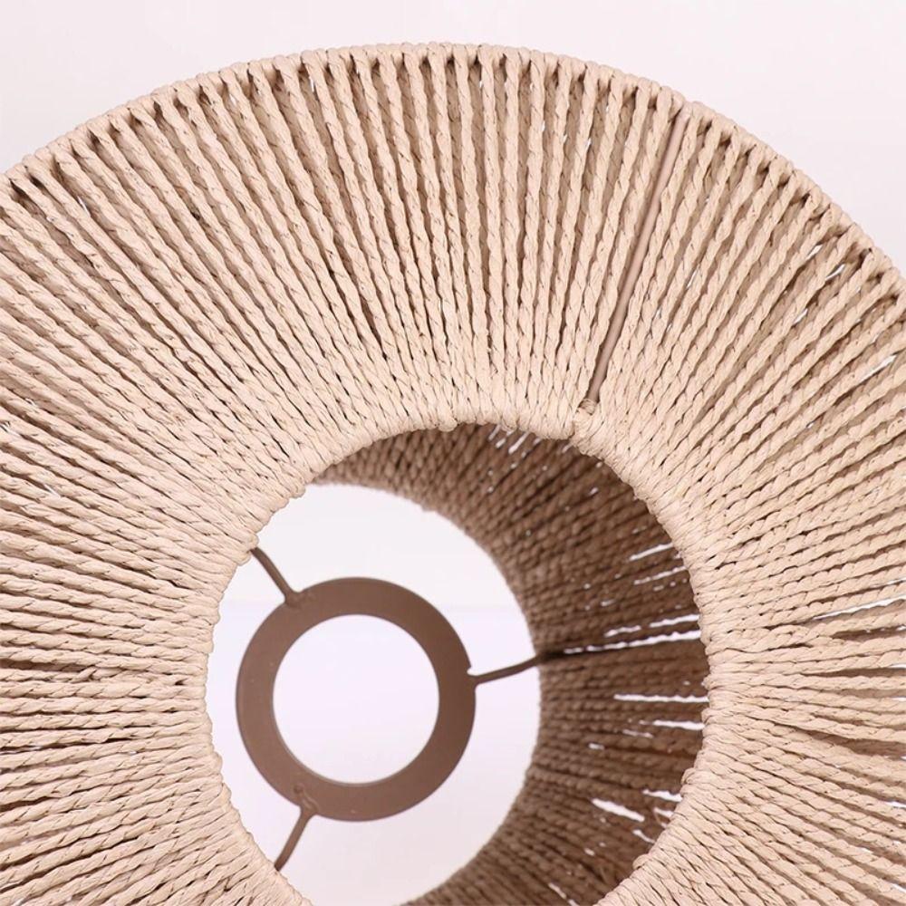 Hanging Wicker Straw Woven Lampshade Rattan Geometric Shade Light Cover Hanging Lamp Cover  Bedroom