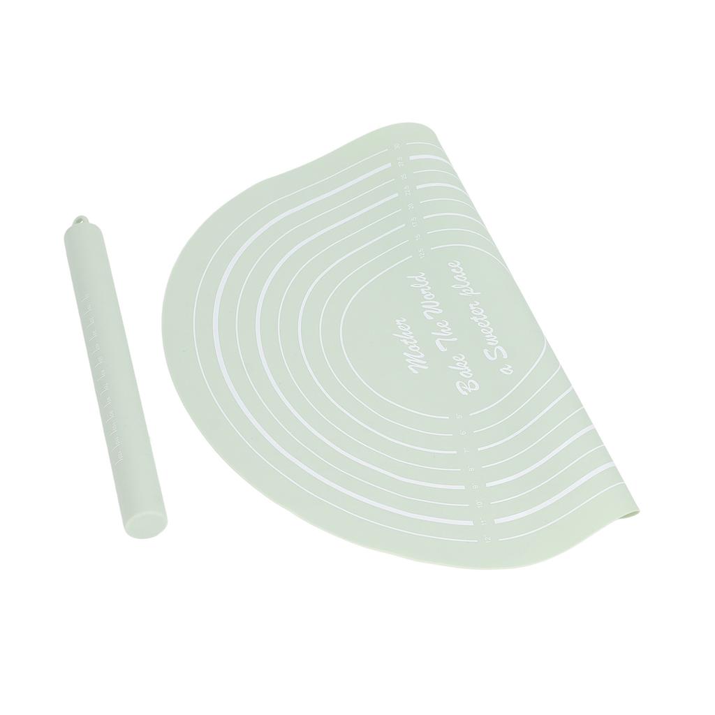 Dough Roller Set with Measurements Silicone Rolling Pin Non Stick Flour Mat for Home Kitchen Dessert Store
