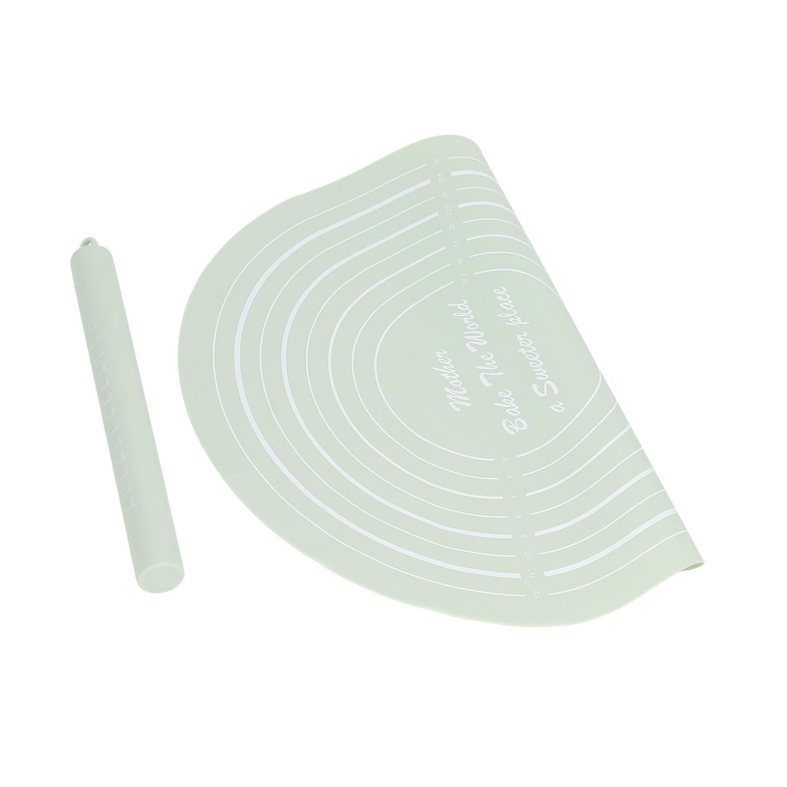 

Dough Roller Set with Measurements Silicone Rolling Pin Non Stick Flour Mat for Home Kitchen Dessert Store