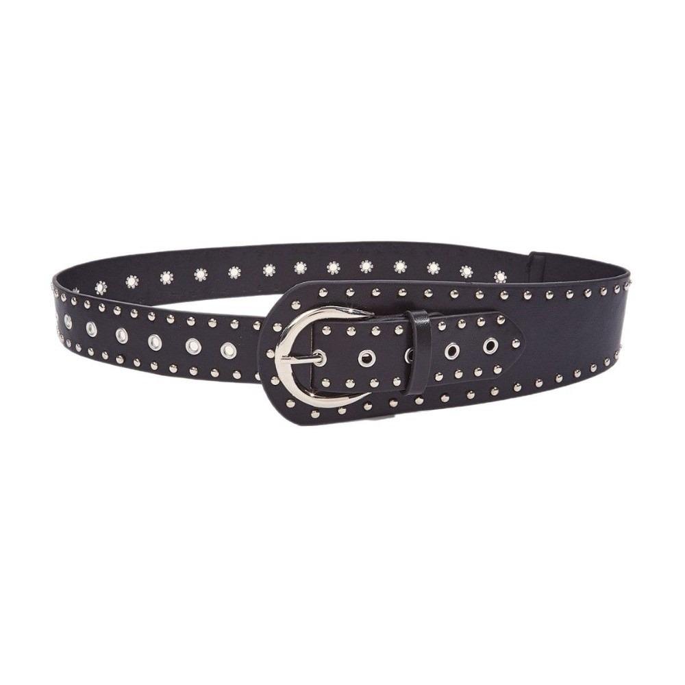Rivets Design Studded Belt Wide Belt Waist Strap Fashion Punk Belt Y2K Style