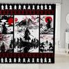 Kids Japanese Geisha Shower Curtain Boys Girls Cherry Blossoms Bathroom Shower Curtain Set Japanese Style Bath Curtain
