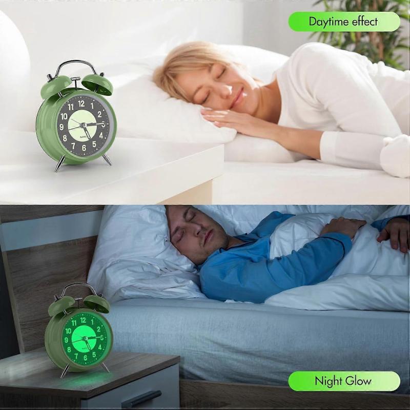 Alarm Clock, Silent Alarm Clocks Bell Alarm Clock Retro Alarm Clock With Light, Kids Alarm Clock with Twin Bellfor Loud Alarm Clock for Heavy Sleepers