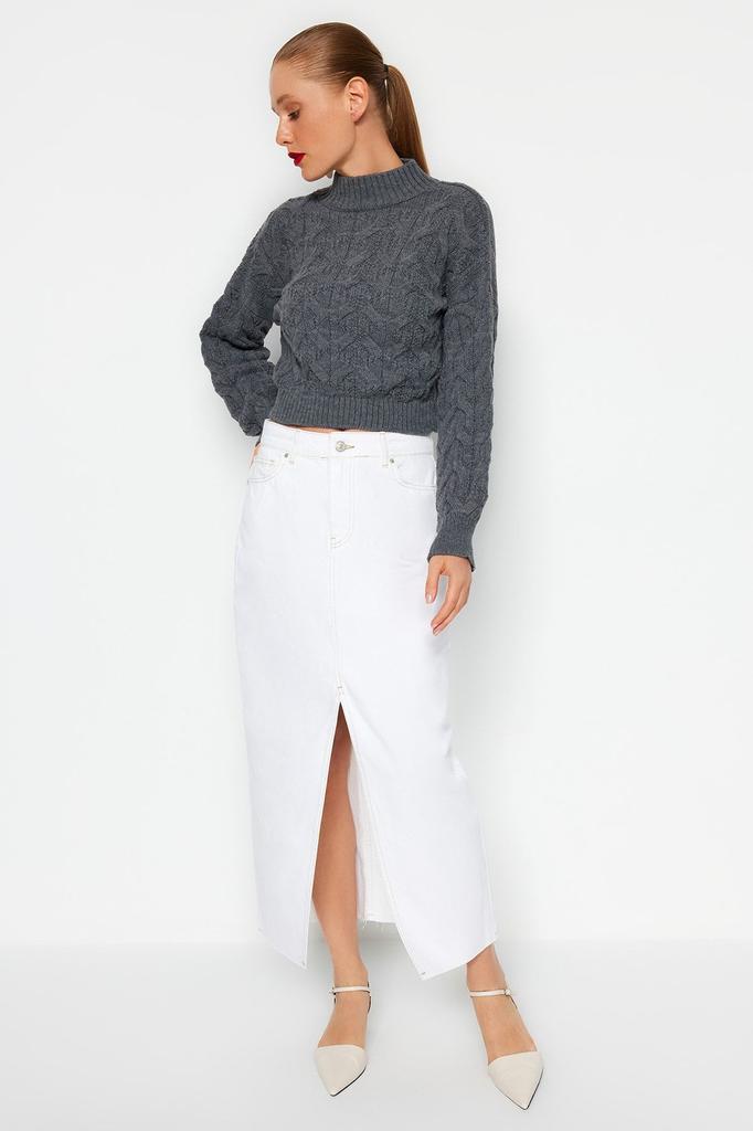 Damen-Pullover im eleganten Stil, Nerz-Strickpullover mit hohem Kragen und kurzem Schnitt