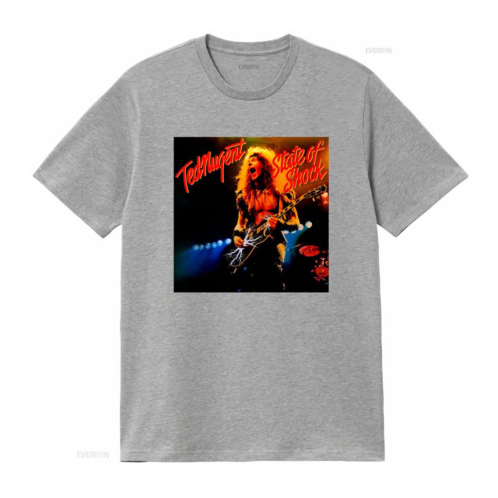 Ted Nugent State Of Shock Vintage Rock Band T Shirt 90s Style Black Rare Double Sided Sizes S 5XL F030 vintage Washed fashion