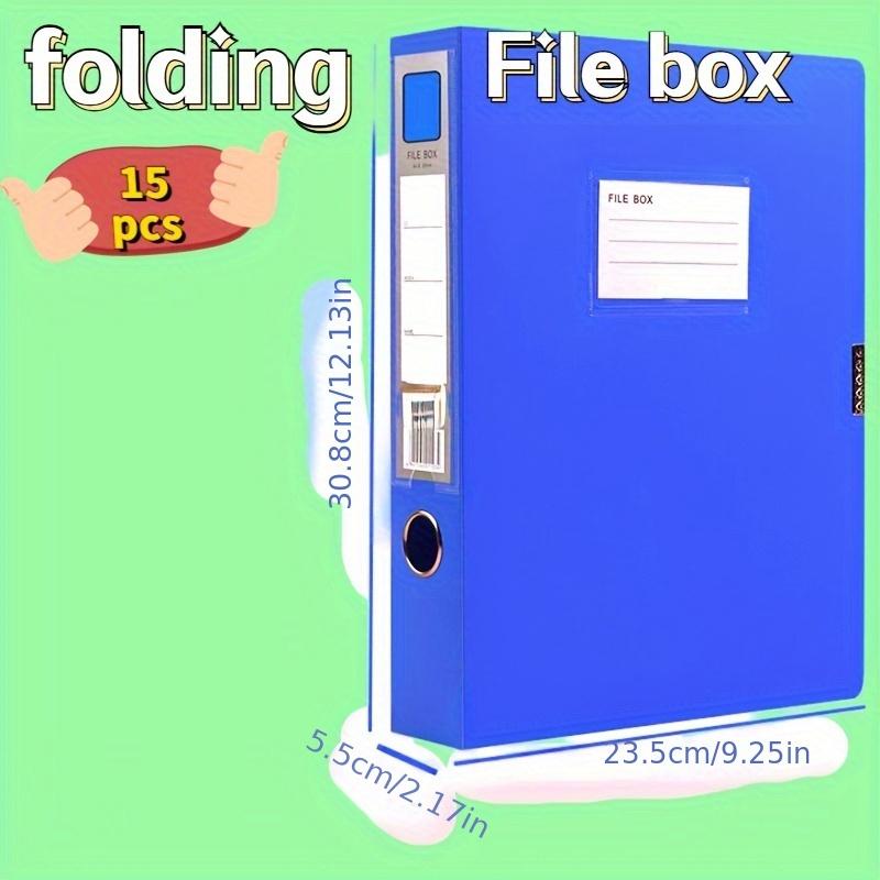 15pcs Blue Large-Capacity File Storage Boxes, Foldable Design, Thickened Document Boxes for Receipts And Office Supplies
