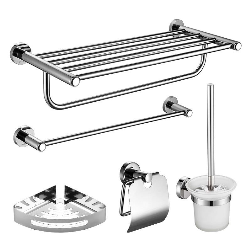 304 Stainless Steel Bathroom Rack Set: Towel Rack, Toilet Triangle Rack, Paper Holder, Storage Hanger