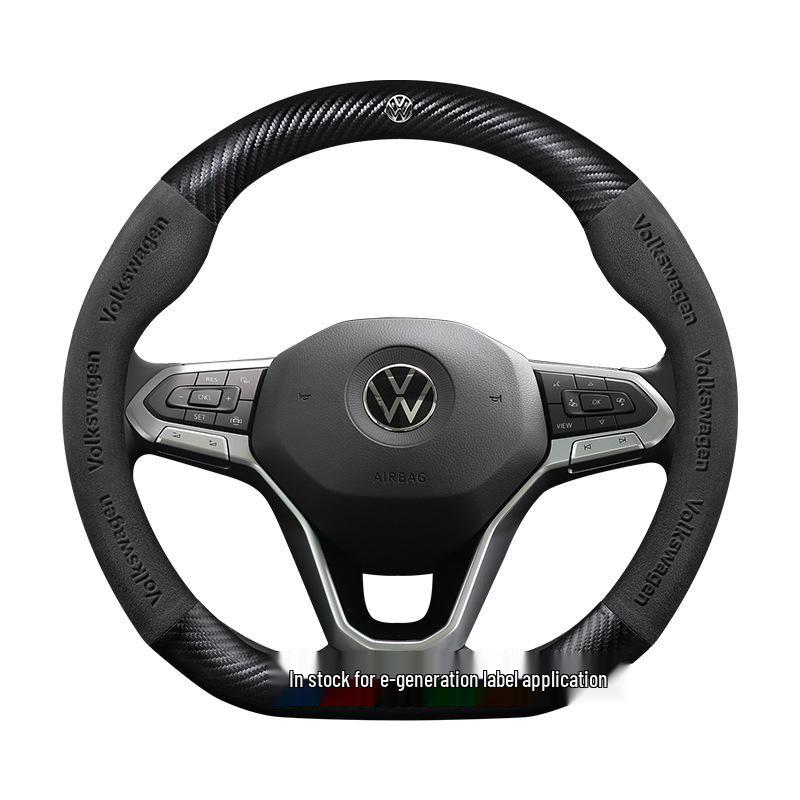 Volkswagen Golf Steering Wheel Cover for 2010-2023 Models: Suede & Carbon Fiber, Compatible with R-Line & 8th Generation