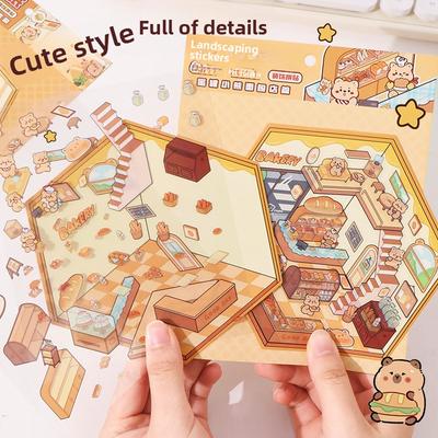 1-10 sad 3D samolepek Roztomilý kreslený dům Dioráma pro deník Scrapbooking Relaxace Výroba miniaturních scén DIY řemesla