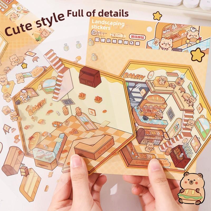 1-10 sad 3D samolepek Roztomilý kreslený dům Dioráma pro deník Scrapbooking Relaxace Výroba miniaturních scén DIY řemesla
