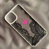 Cute Black White Lace Floral Pattern Phone Case For iPhone 16 17 Pro 15 17Air 13 11 12 XS Max 7 8 14 Plus XR Clear Hard Cover