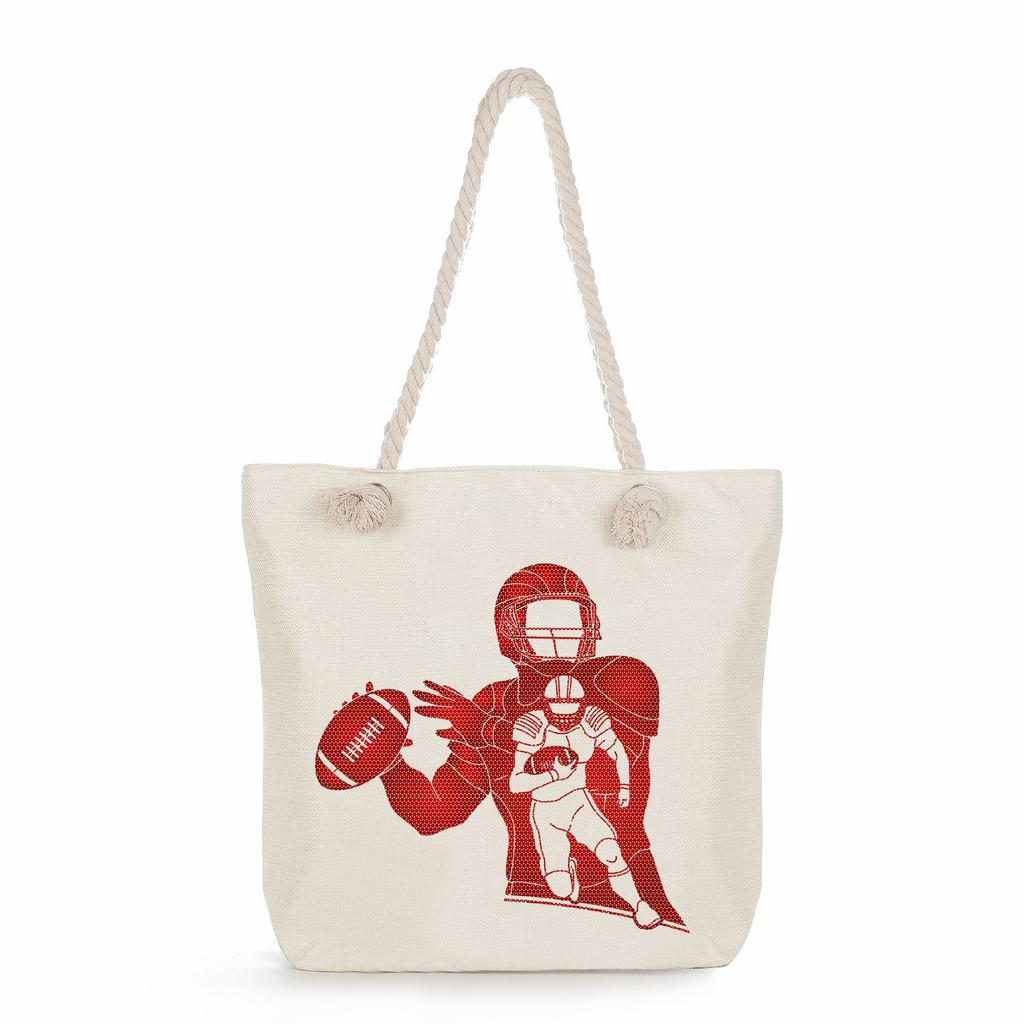 Athletic Characters Print Thick Rope Single-shoulder Beach Bag 7314