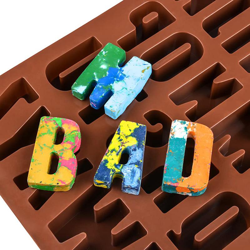 26 Cavities Large Letter Molds Silicone Alphabet Mold for Crayon Resin Chocolate Candy Wax Cake Baking Decor