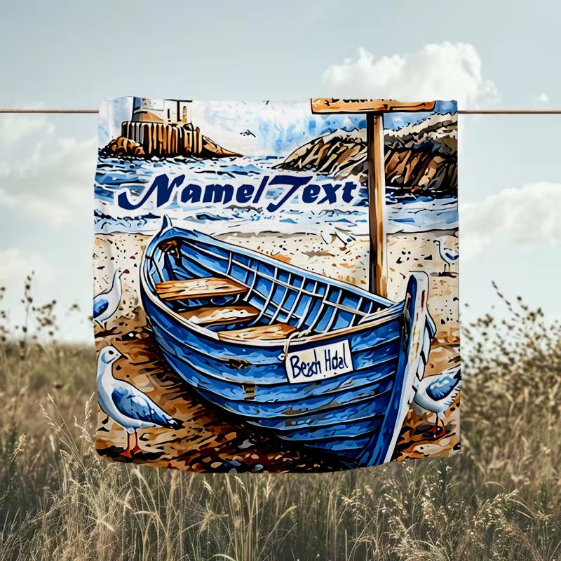 1PC Custom Name Beach Hotel Signage Scene Outdooor Flannel Blankets Throw Blanket All-Season Throw Gift Bedspread for Couch, Bed, Camping Holiday Birt