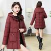 Fashion Down Cotton Jacket Women's Mid-length Winter 2025 Hooded Plus Size Slim Padded Jacket Warm Jacket
