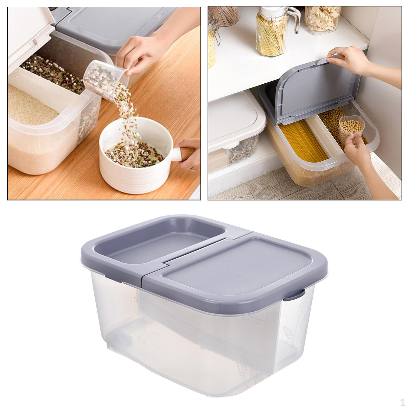 10L Transparent Rice Container Storage Bucket Kitchen Organization Crisper Food серый