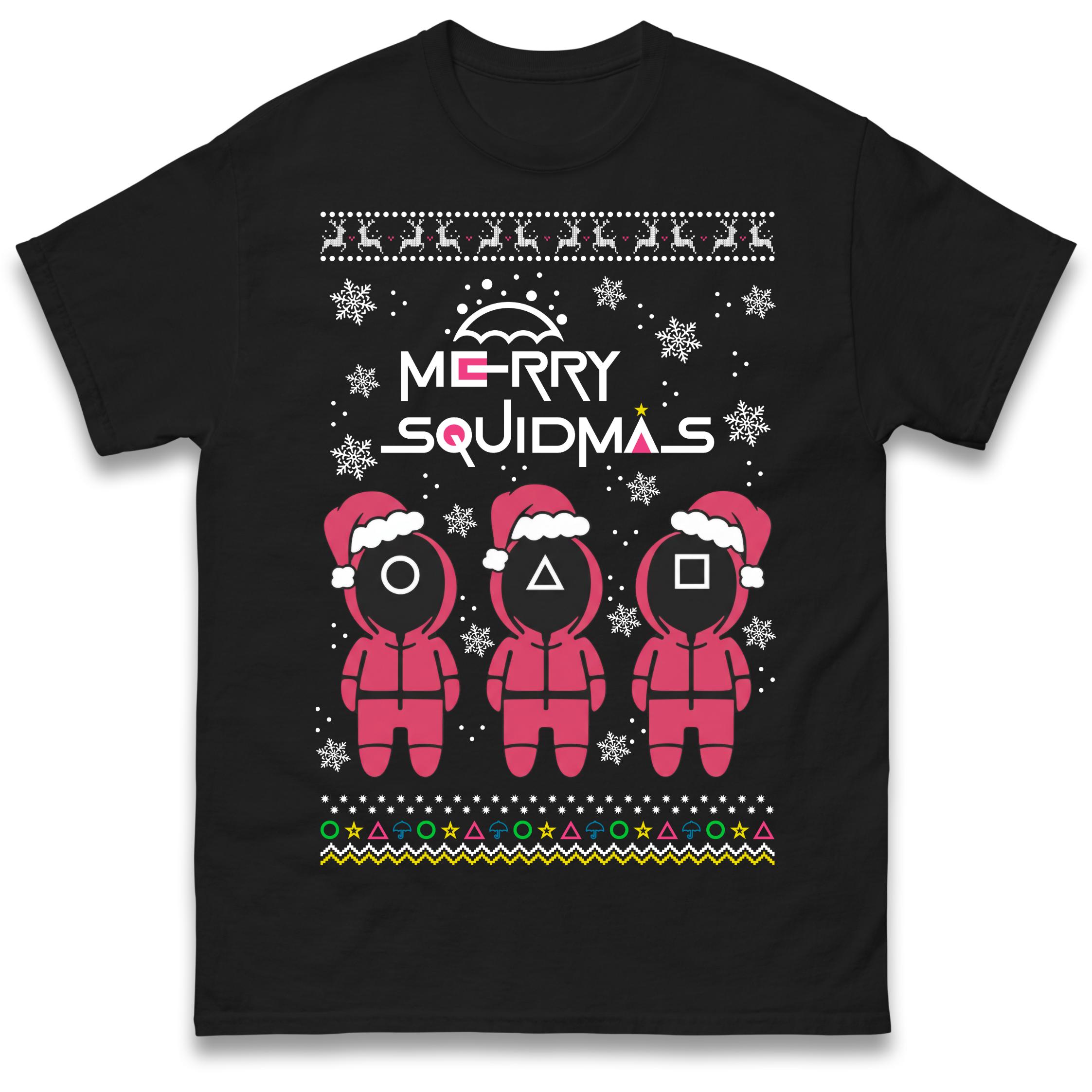 merry Squidmas Squid Games sleeping Christmas T Shirt Tshirt Mens Womens Unisex Tops Tees 4XL