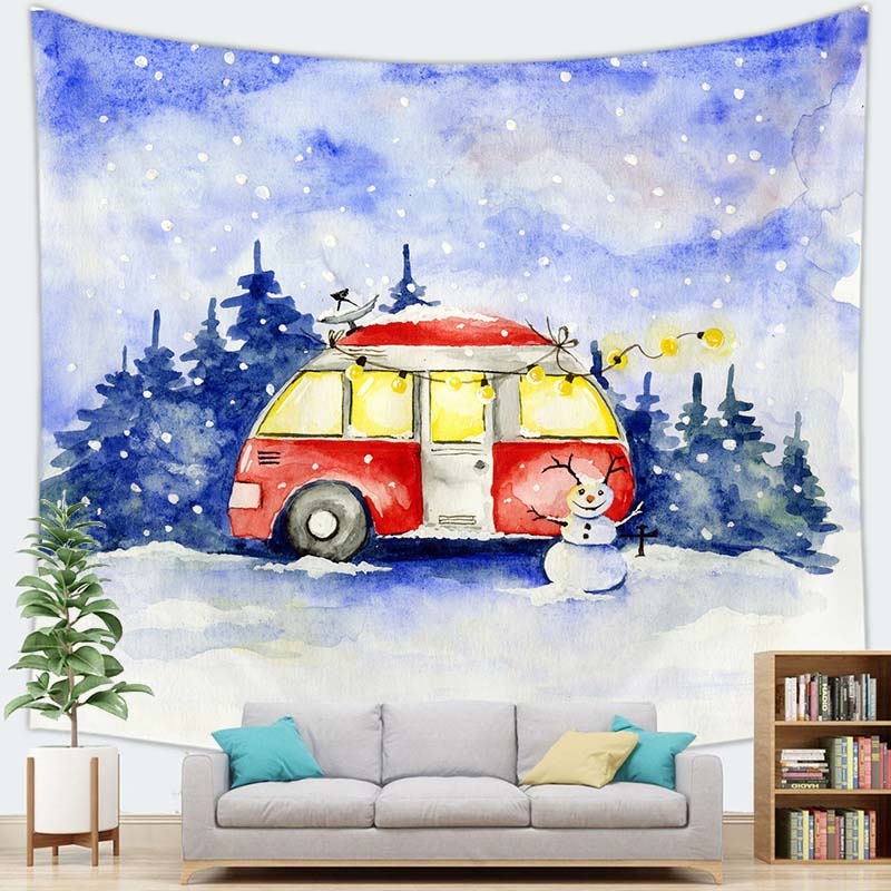 חג מולד שמח קישוט עץ חג המולד שטיח קיר עם הדפס דקורציה לבית, לסלון, לחדר השינה שטיח קיר לתלייה על הקיר