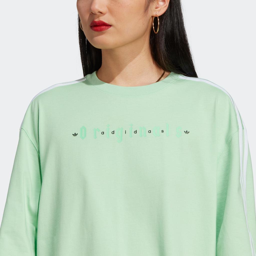 Adidas Originals Oversized T-Shirt With Letter Logo Print Women Tops Mint-Green IQ3403
