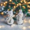 Miniature Snowman Statue Desk Ornament Tiny Resin Snowman Figurine Christmas Tree Decoration For Mantel Tabletop Display 55KF