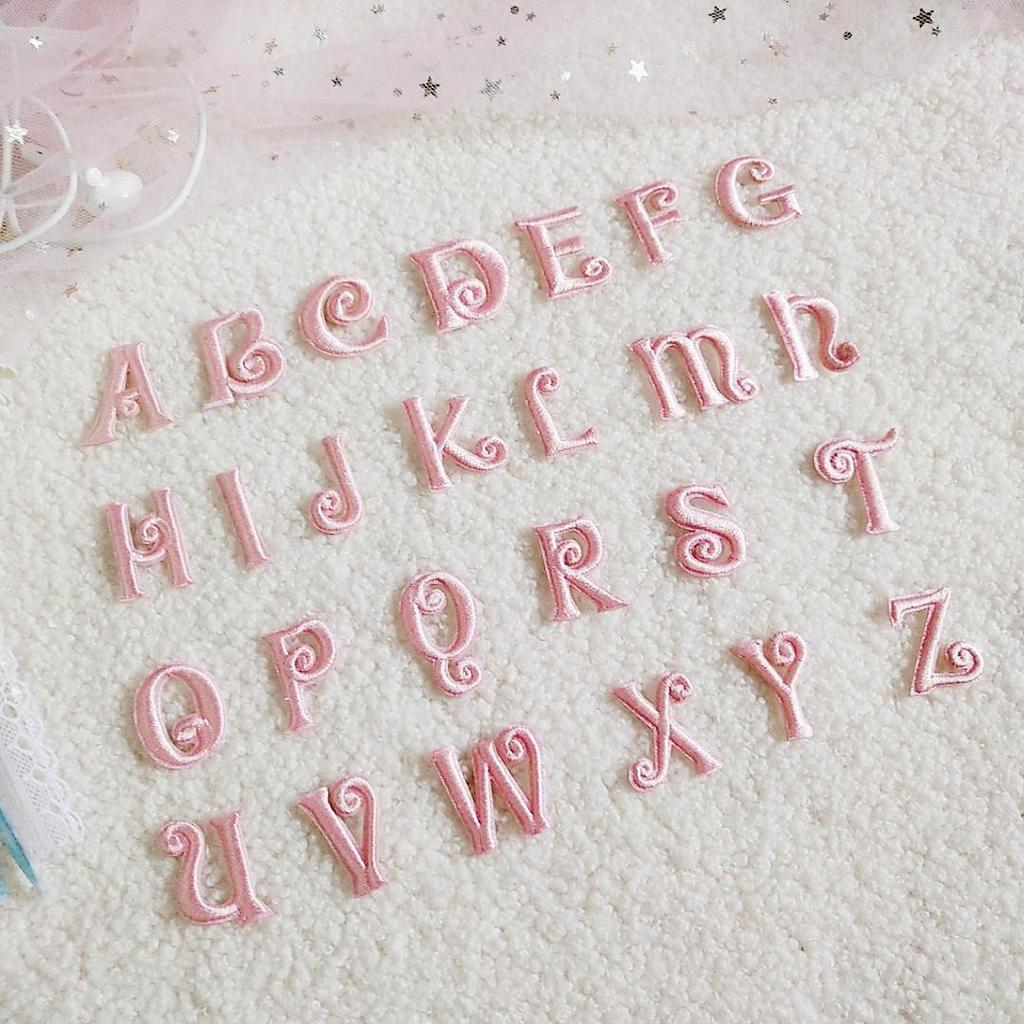 Pink English Letter Embroidery Patch for DIY Clothing