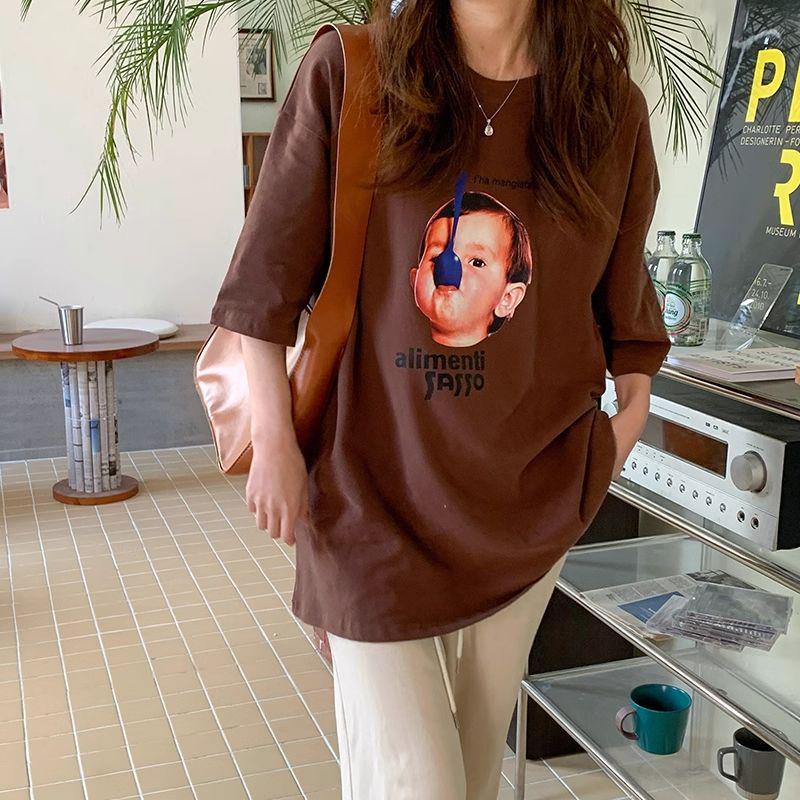 

Женская летняя приталенная ретро хлопковая футболка - Повседневная с коротким рукавом в корейском стиле L хаки