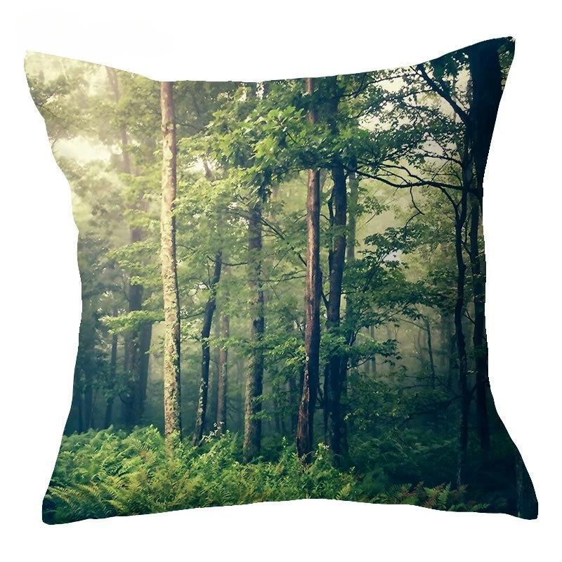 Beautiful Scenery Pillowcase Peach Leather Decorative Cushion Cover Office Home Sofa Decorative Cushion Cover