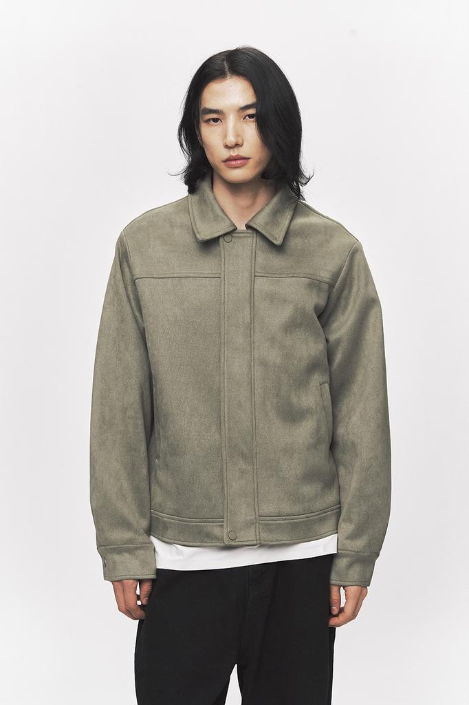 Black Moment Classic Vegan Suede Jacket [Olive]