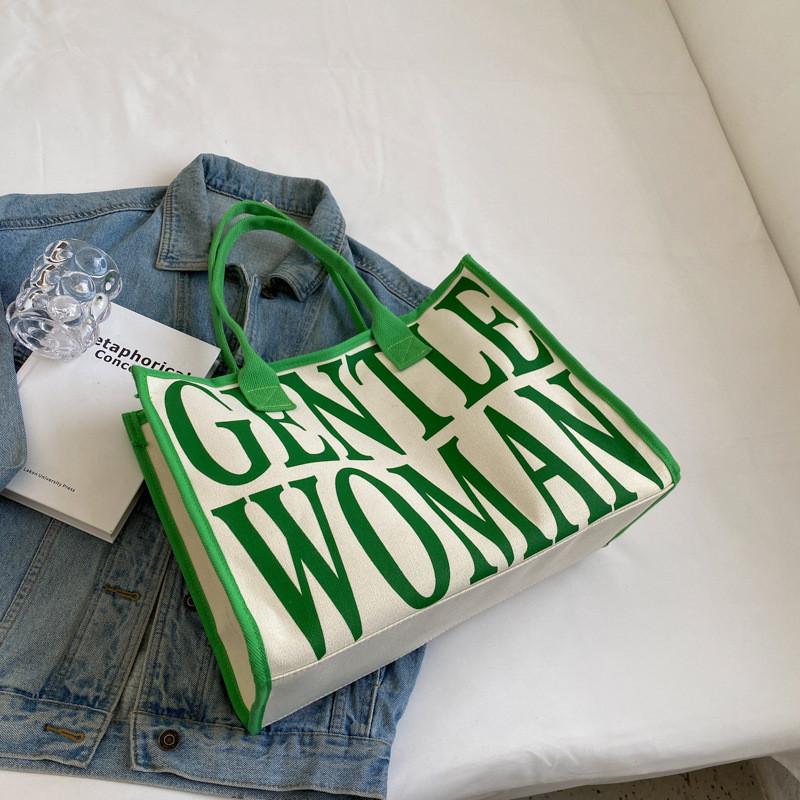 

Stylish And Practical Canvas Tote Bag For Women Perfect For Daily Use With Trendy Stitching Details зелёный