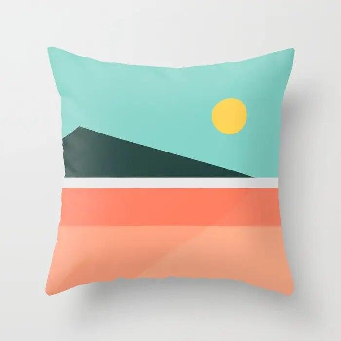 Colorful Geometric Pattern Pillowcase 45x45cm Sofa Seat Car Cushion Cover Room Aesthetic Modern Home Decor