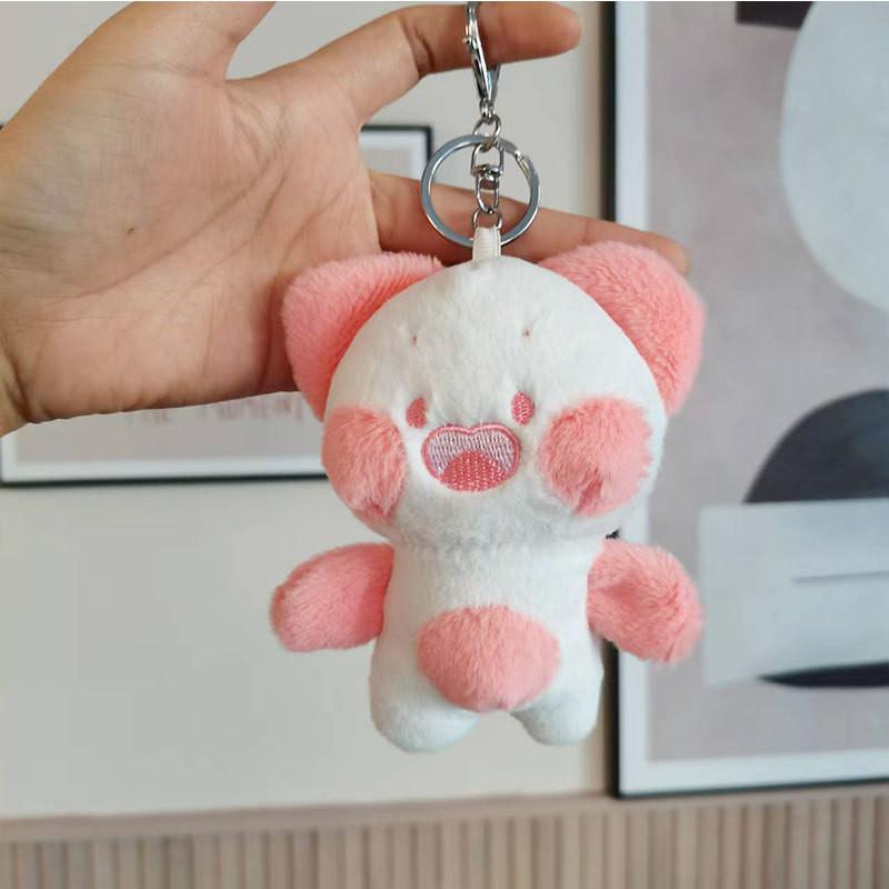 Ultra-soft Short Plush Cat Keychain Charming Cartoon Kitty Key Ring Perfect For Gifts розовый