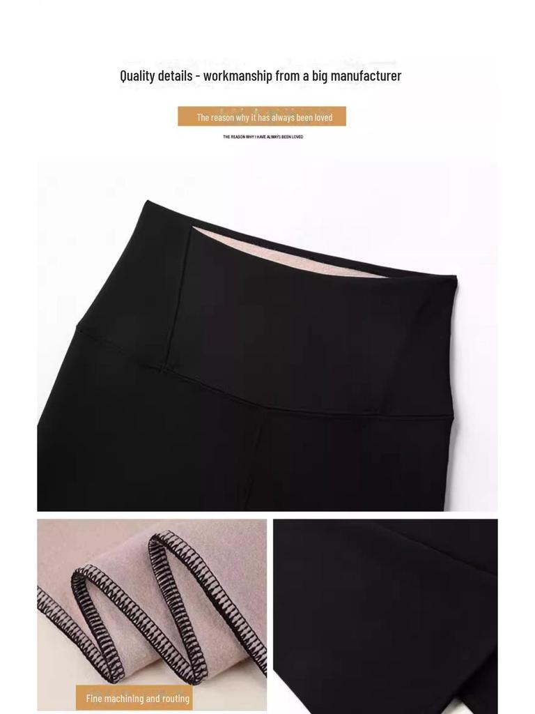 Women's Black High-Waist Flared Plush Pants - Autumn/Winter 2025 Collection