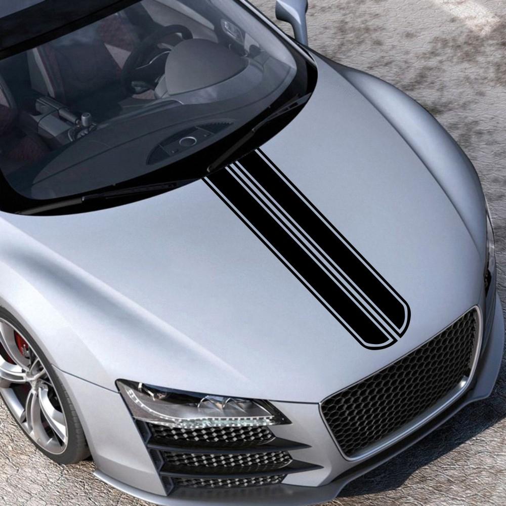 Pegatinas de rayas simples a la moda para decorar el capó, deporte de Motor, carreras, piezas de automóvil divertidas y creativas