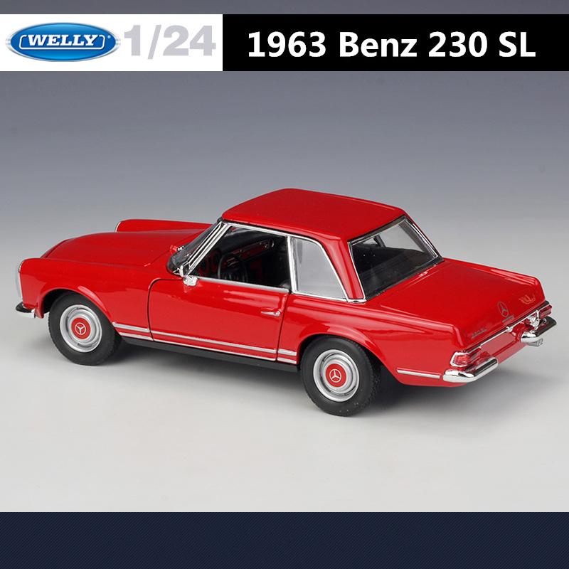 Welly 1/24 Mercedes-Benz 230SL Alloy Sports Car Model Diecast Metal Classic Retro Old Car Vehicle Model Simulation Kids Toy Gift