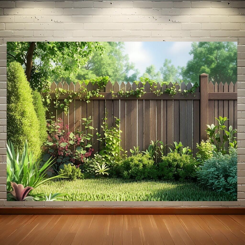 Garden Mori Background Cloth Outdoor Wooden Fence Green Plants Rose Party Photography Background Cloth